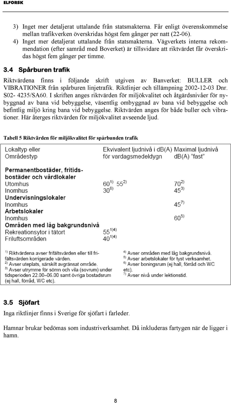 4 Spårburen trafik Riktvärdena finns i följande skrift utgiven av Banverket: BULLER och VIBRATIONER från spårburen linjetrafik. Riktlinjer och tillämpning 2002-12-03 Dnr. S02-4235/SA60.