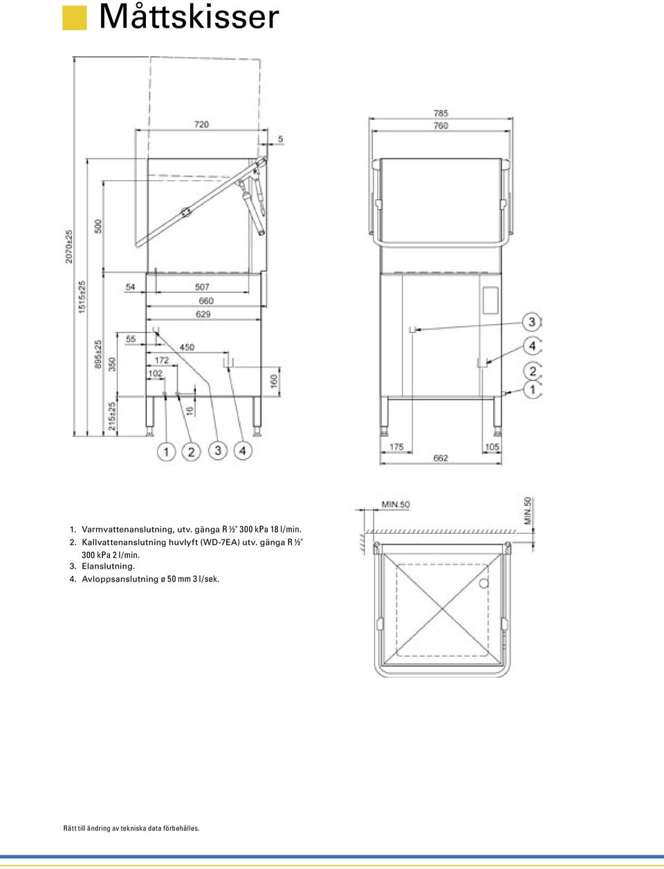 Kallvattenanslutning huvlyft (WD-7EA) utv. gänga R ½" 1.