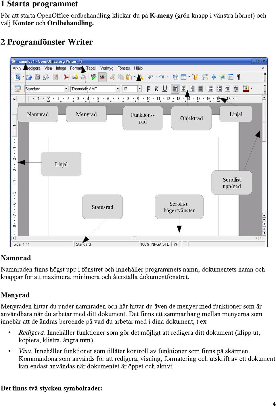 programmets namn, dokumentets namn och knappar för att maximera, minimera och återställa dokumentfönstret.