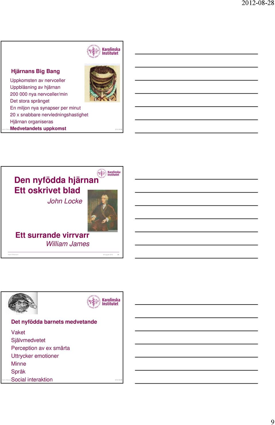 nyfödda hjärnan Ett oskrivet blad John Locke Ett surrande virrvarr William James Namn Efternamn 28 augusti 2012 26 Det nyfödda