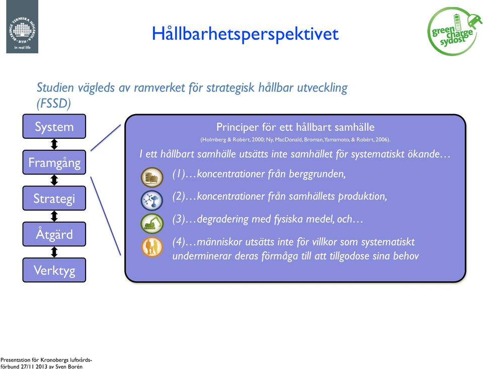 I ett hållbart samhälle utsätts inte samhället för systematiskt ökande (1) koncentrationer från berggrunden, (2) koncentrationer från