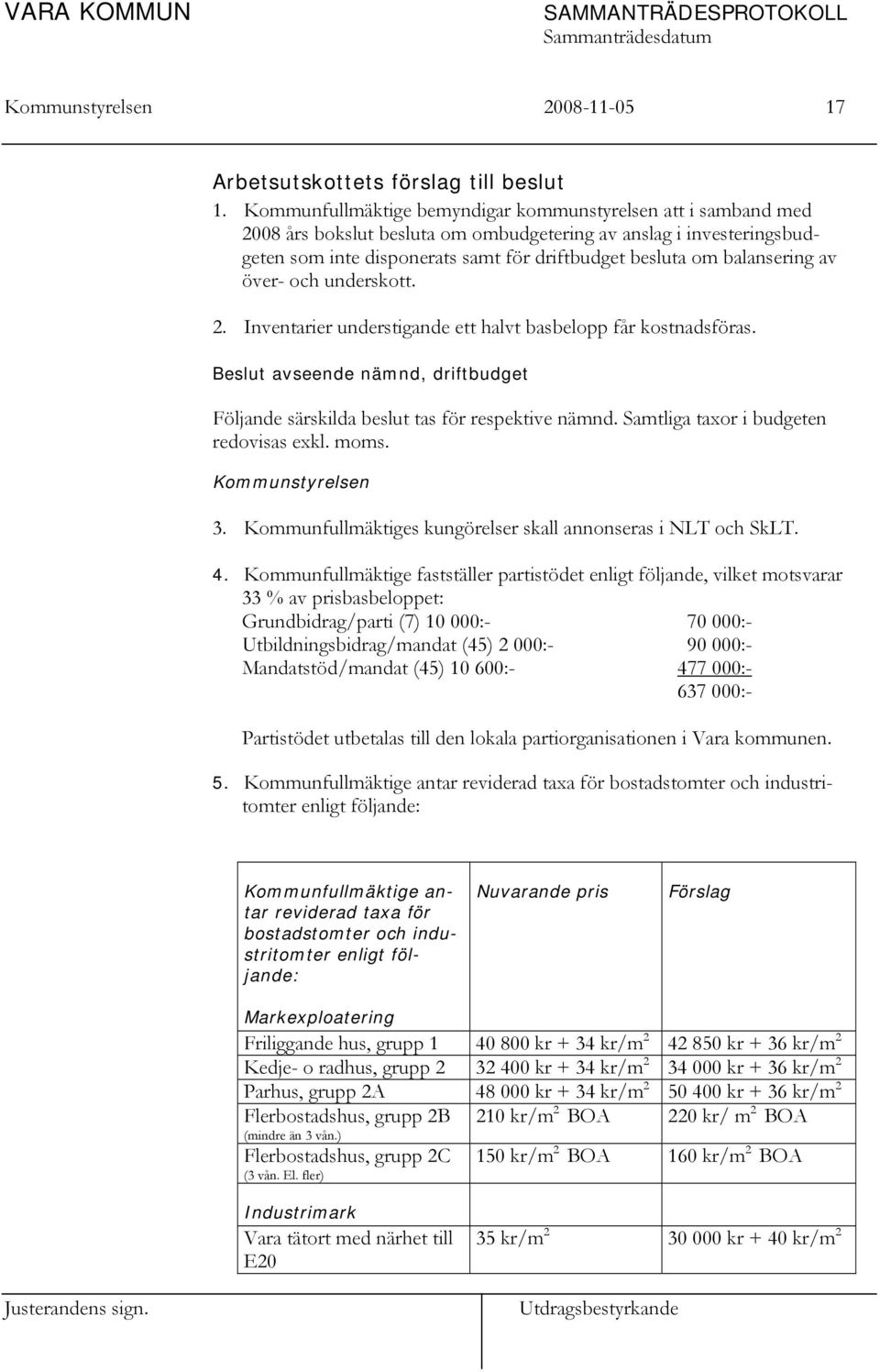 balansering av över- och underskott. 2. Inventarier understigande ett halvt basbelopp får kostnadsföras. Beslut avseende nämnd, driftbudget Följande särskilda beslut tas för respektive nämnd.