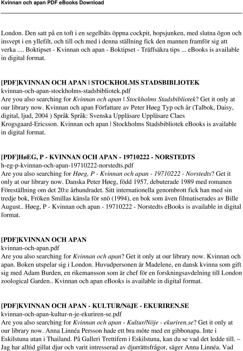 pdf Are you also searching for Kvinnan och apan Stockholms Stadsbibliotek? Get it only at our library now.