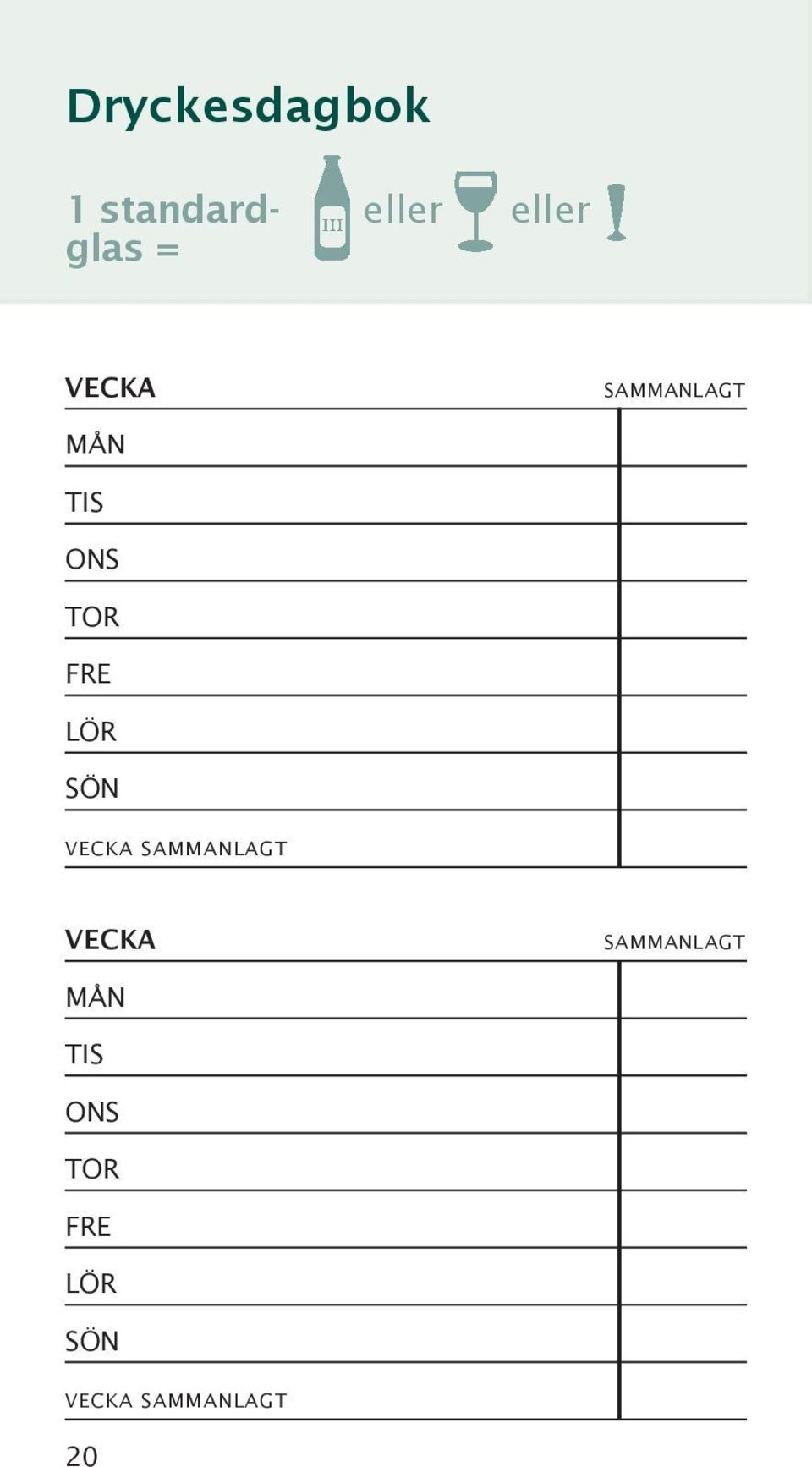 SÖN VECKA SAMMANLAGT VECKA SAMMANLAGT MÅN