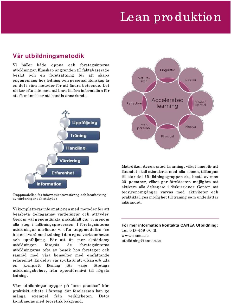 Trappmodellen för informationsöverföring och bearbetning av värderingar och attityder Vi kompletterar informationen med metoder för att bearbeta deltagarnas värderingar och attityder.