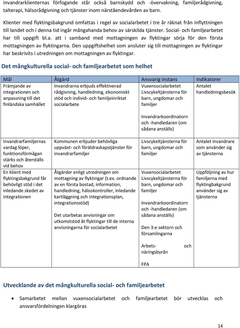 Social- och familjearbetet har till uppgift bl.a. att i samband med mottagningen av flyktingar sörja för den första mottagningen av flyktingarna.