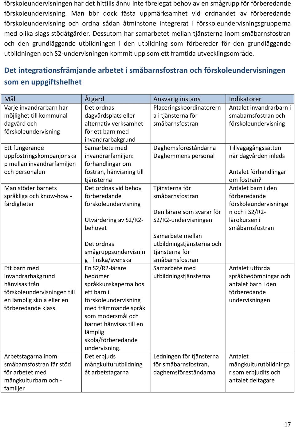 Dessutom har samarbetet mellan tjänsterna inom småbarnsfostran och den grundläggande utbildningen i den utbildning som förbereder för den grundläggande utbildningen och S2-undervisningen kommit upp