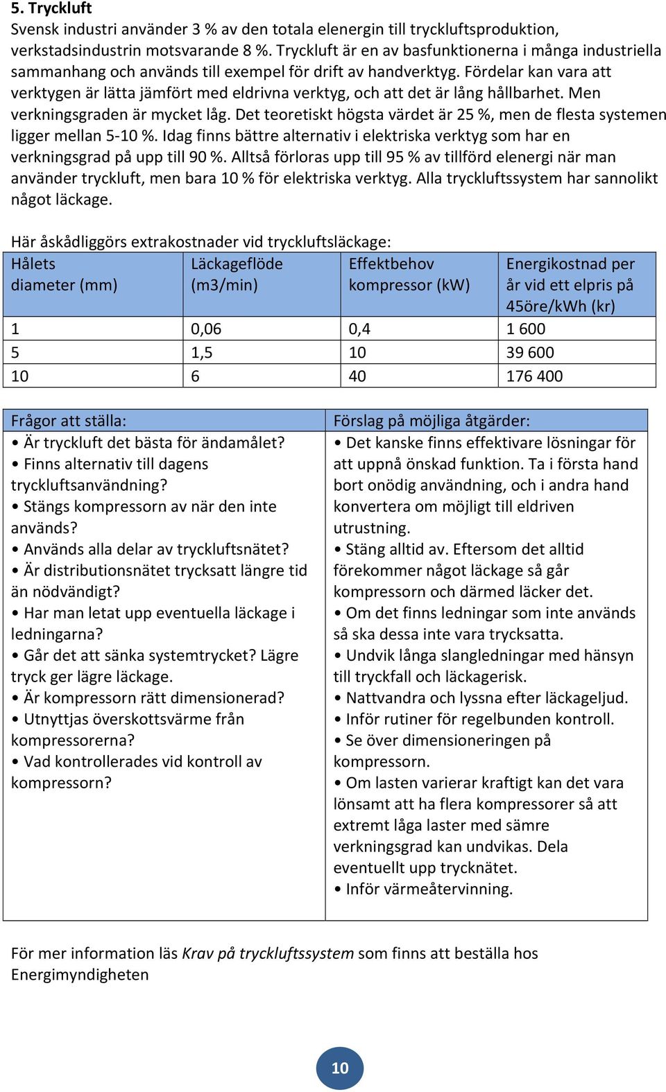 Fördelar kan vara att verktygen är lätta jämfört med eldrivna verktyg, och att det är lång hållbarhet. Men verkningsgraden är mycket låg.