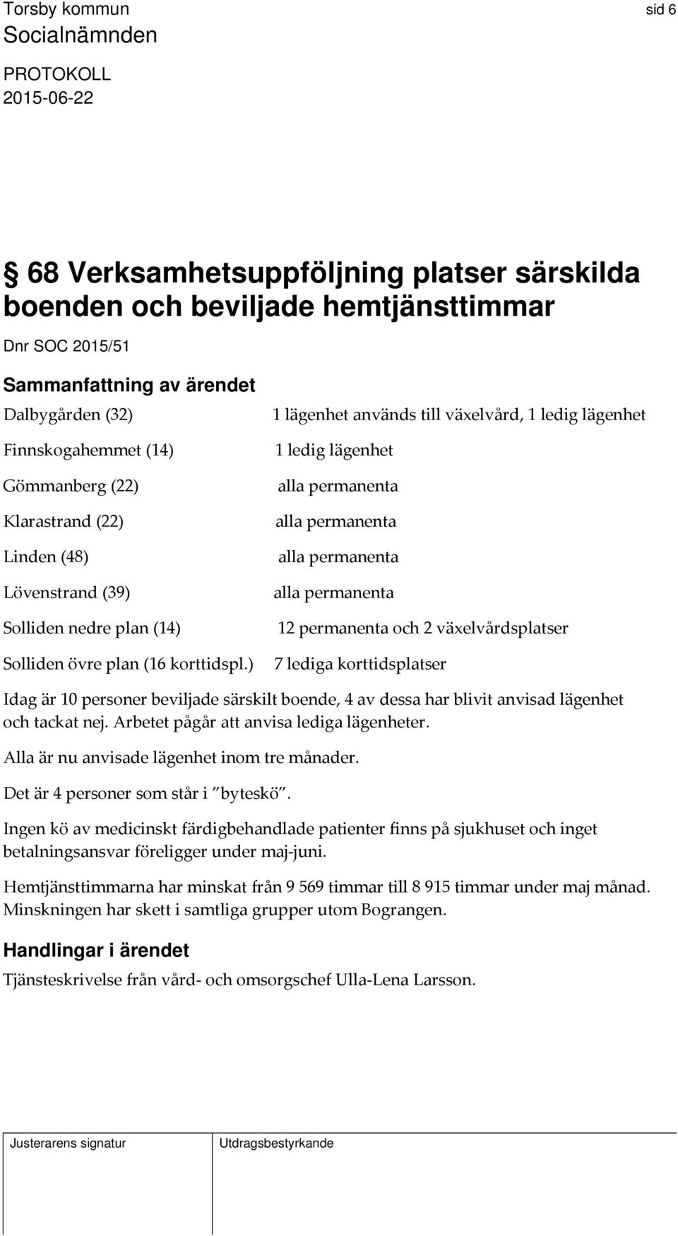 ) 1 lägenhet används till växelvård, 1 ledig lägenhet 1 ledig lägenhet alla permanenta alla permanenta alla permanenta alla permanenta 12 permanenta och 2 växelvårdsplatser 7 lediga korttidsplatser