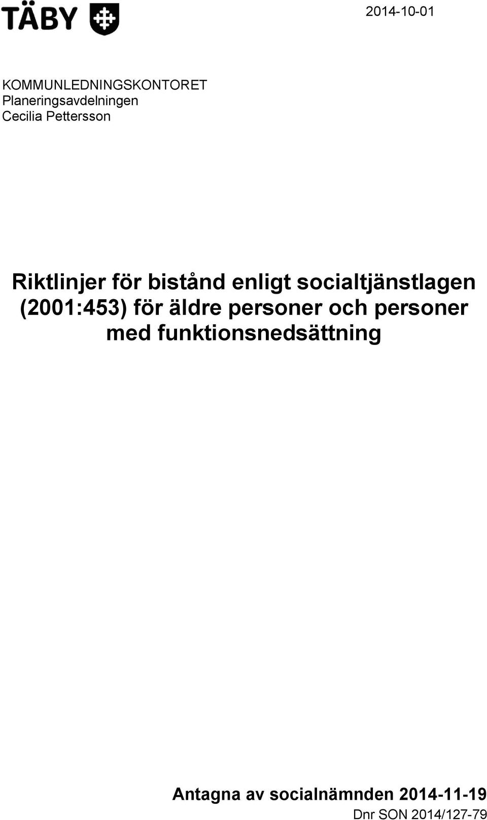 socialtjänstlagen (2001:453) för äldre personer och personer