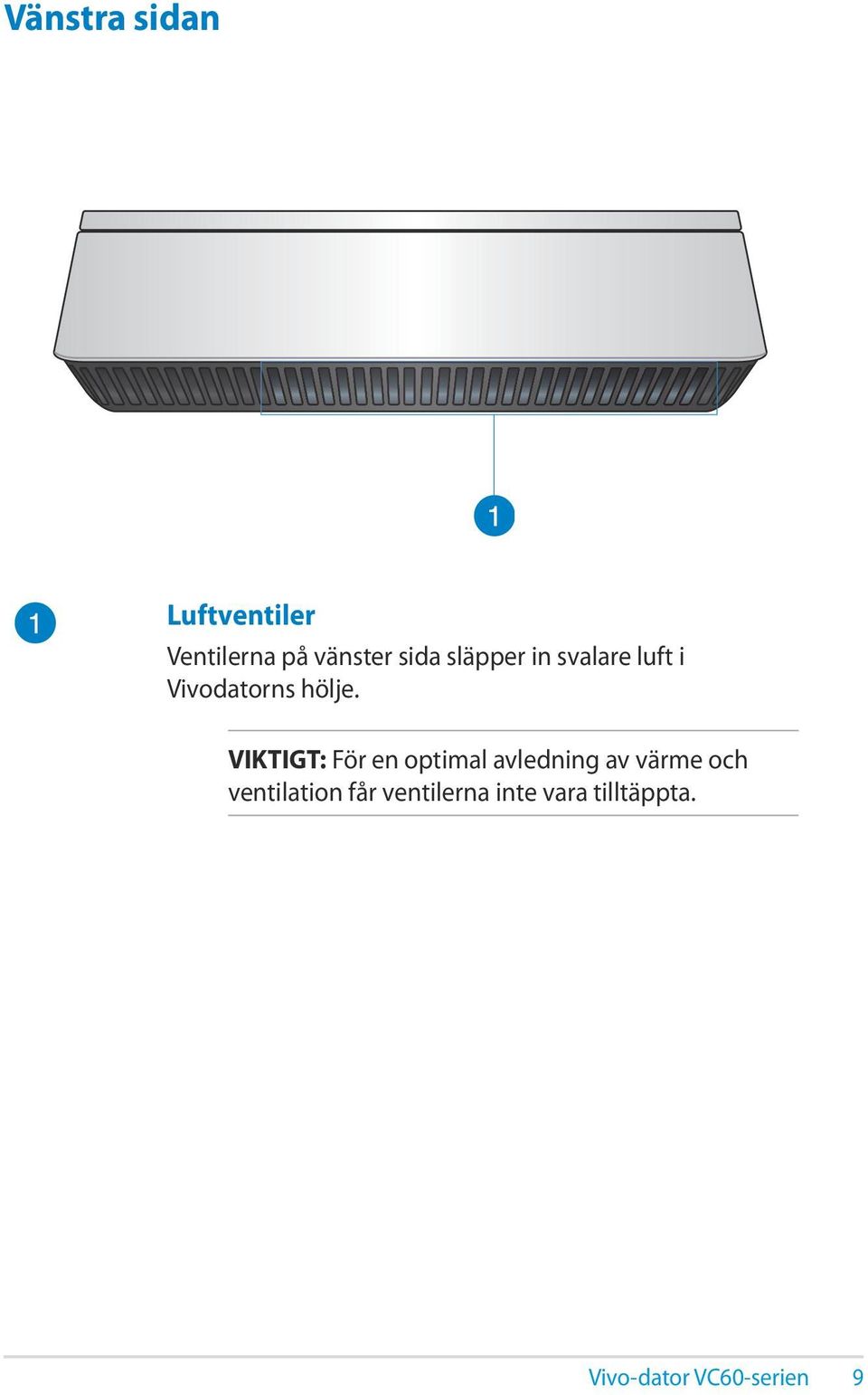 VIKTIGT: För en optimal avledning av värme och