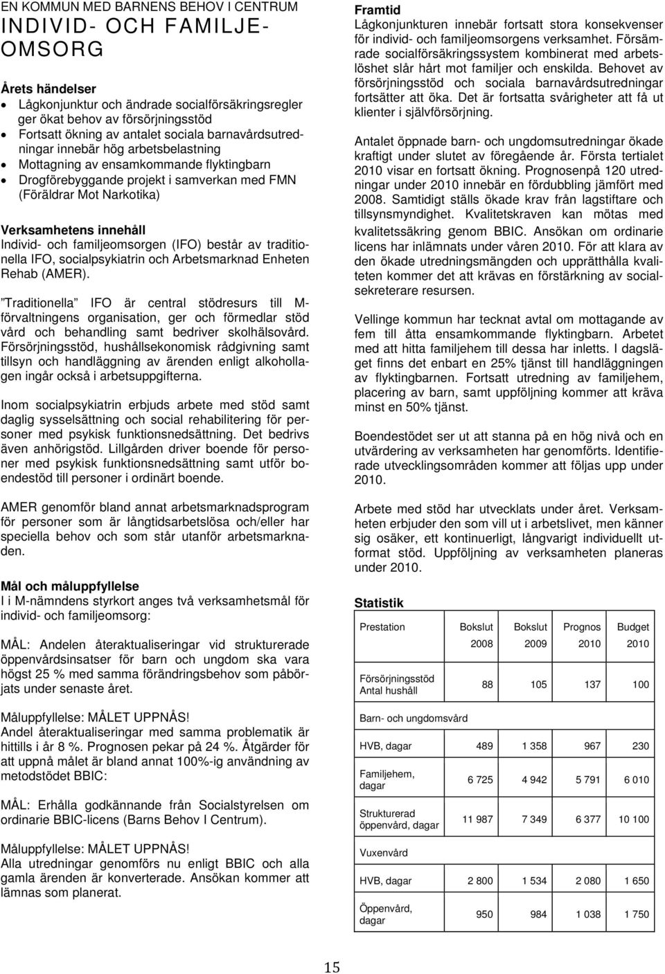 familjeomsorgen (IFO) består av traditionella IFO, socialpsykiatrin och Arbetsmarknad Enheten Rehab (AMER).