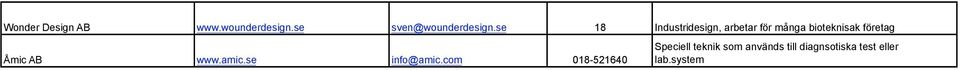 företag Åmic AB www.amic.se info@amic.