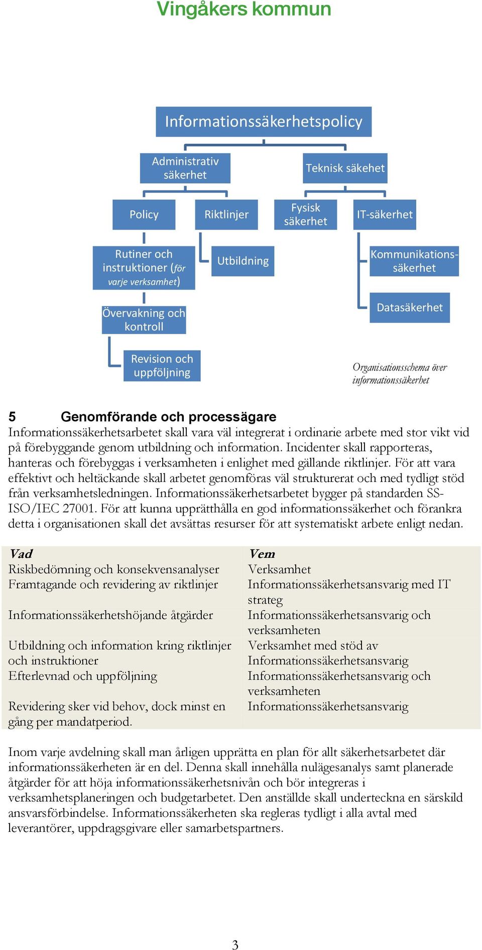 ordinarie arbete med stor vikt vid på förebyggande genom utbildning och information. Incidenter skall rapporteras, hanteras och förebyggas i verksamheten i enlighet med gällande riktlinjer.