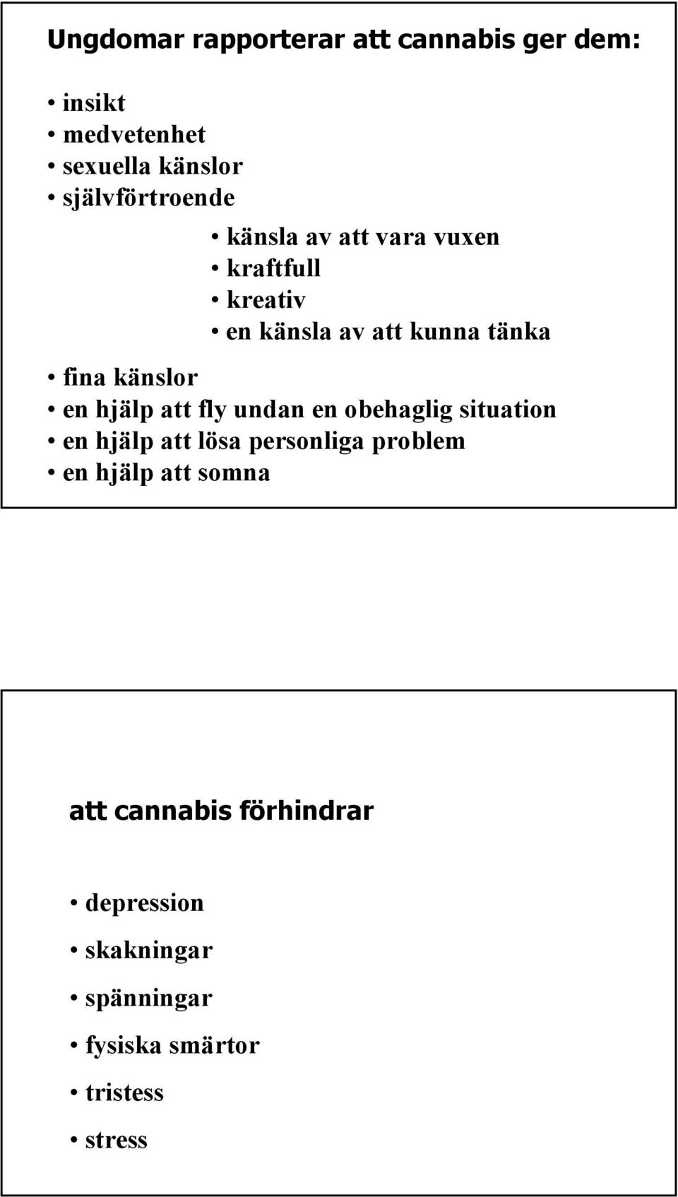 känslor en hjälp att fly undan en obehaglig situation en hjälp att lösa personliga problem