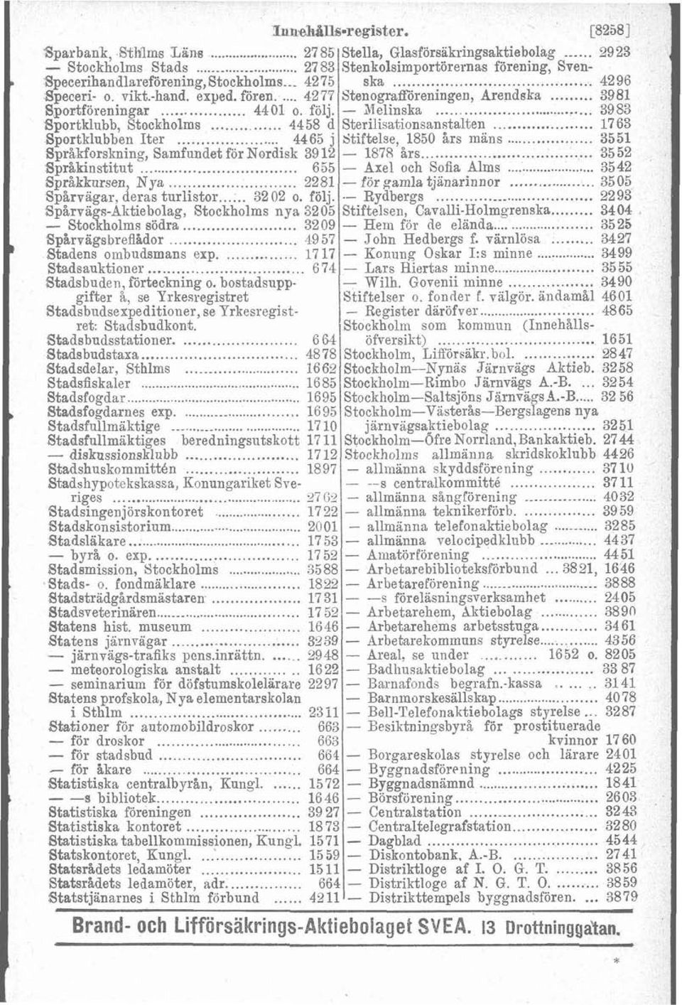 3551 Språkforskning Samfundet för Nordisk 3912-1878 års 3552 Språkinstitut 655 - Axel och Sofia Alms 3542 Språkkursen Nya 2281 - för gamla tjänarinnor 3505 spårvägar deras turlistor 3202 o följ -