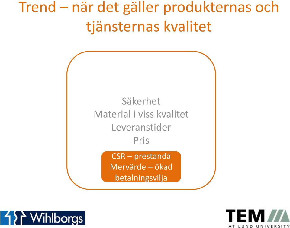 i viss kvalitet Leveranstider Pris CSR