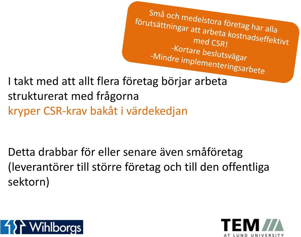 värdekedjan Detta drabbar för eller senare även