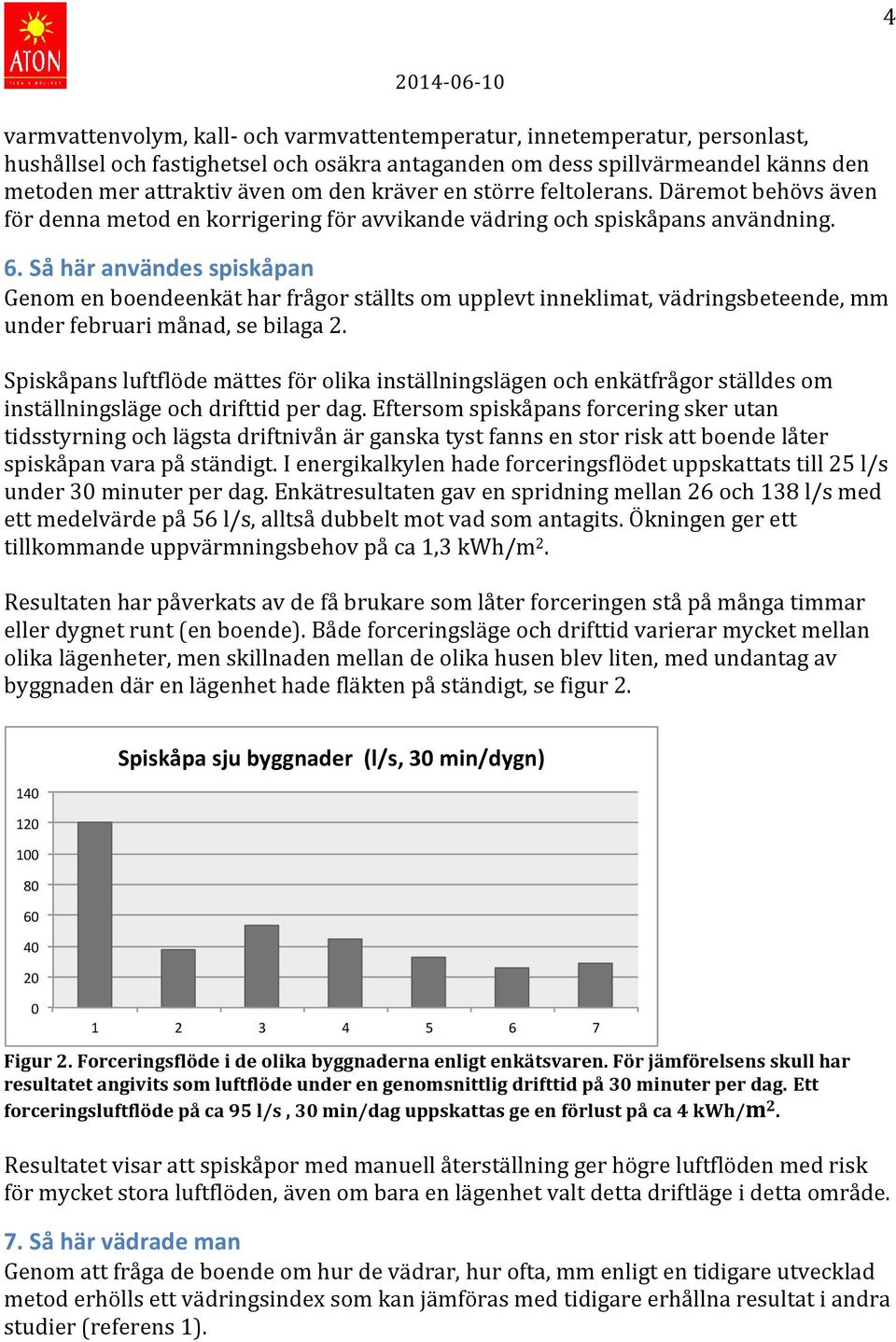 Så här användes spiskåpan Genom en boendeenkät har frågor ställts om upplevt inneklimat, vädringsbeteende, mm under februari månad, se bilaga 2.