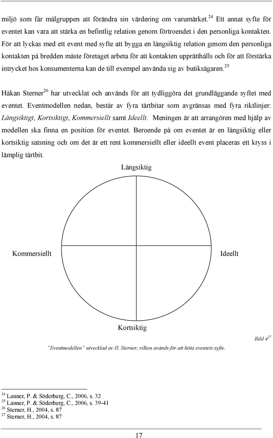 hos konsumenterna kan de till exempel använda sig av butiksägaren. 25 Håkan Sterner 26 har utvecklat och används för att tydliggöra det grundläggande syftet med eventet.