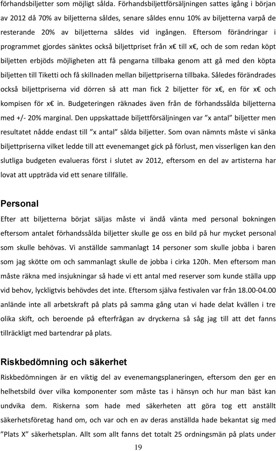 Eftersom förändringar i programmet gjordes sänktes också biljettpriset från x till x, och de som redan köpt biljetten erbjöds möjligheten att få pengarna tillbaka genom att gå med den köpta biljetten