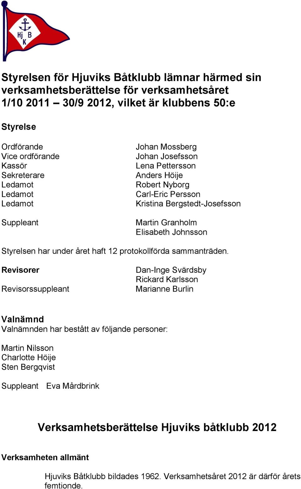 Styrelsen har under året haft 12 protokollförda sammanträden.