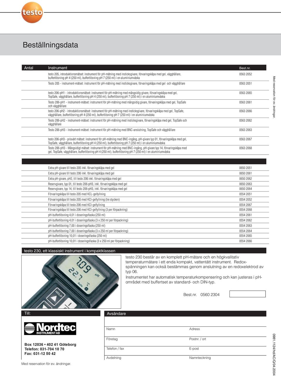 instrument-mätset: instrument för ph-mätning insticksgivare, gel och vägghållare testo 206-pH1 - introduktionsmätset: instrument för ph-mätning mångsidig givare, gel, TopSafe, vägghållare,