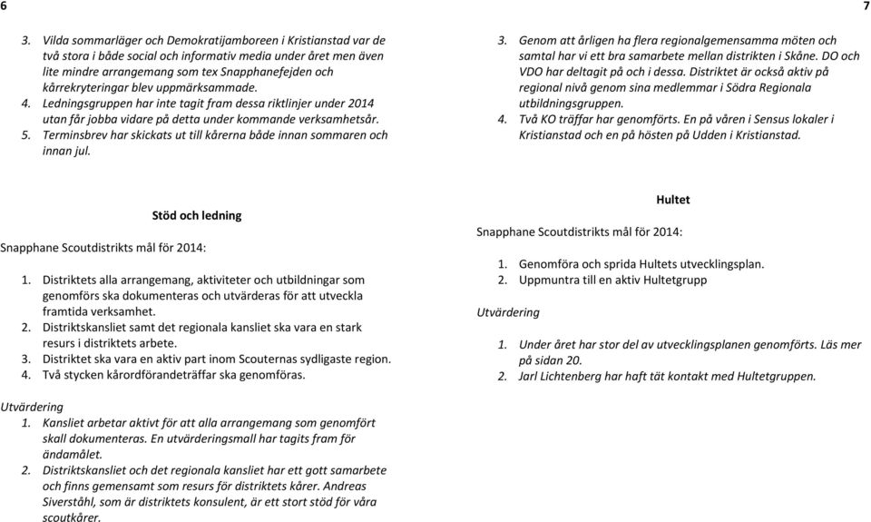 blev uppmärksammade. 4. Ledningsgruppen har inte tagit fram dessa riktlinjer under 2014 utan får jobba vidare på detta under kommande verksamhetsår. 5.