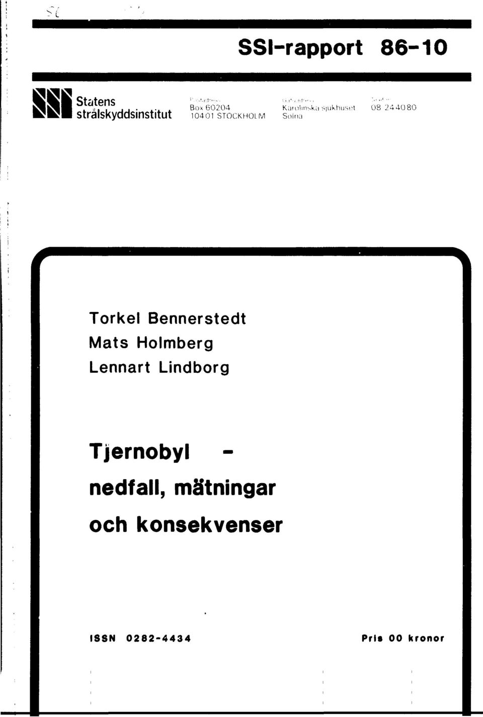 Bennerstedt Mats Holmberg Lennart Lindborg Tjernobyl