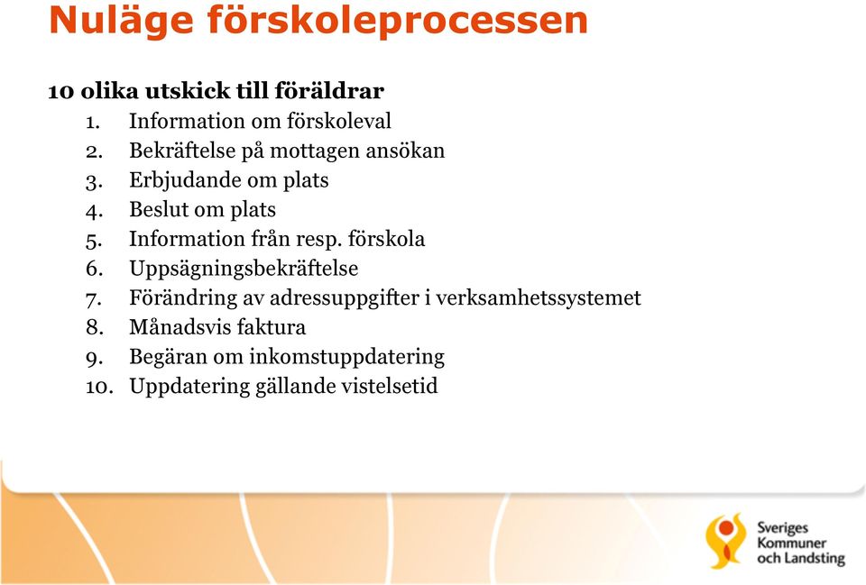 Information från resp. förskola 6. Uppsägningsbekräftelse 7.