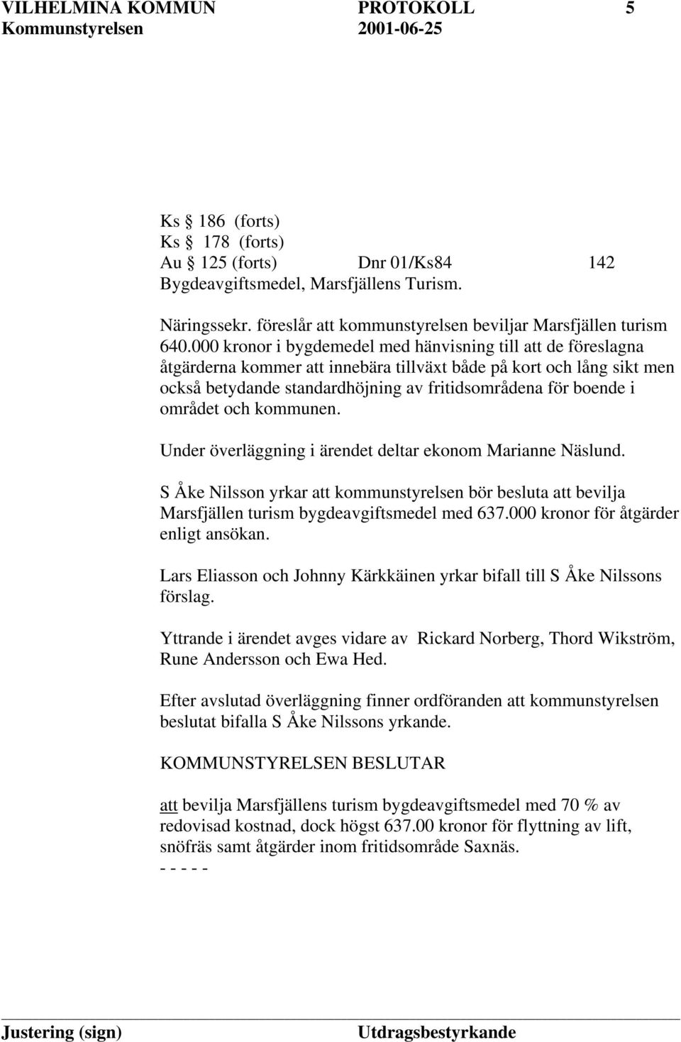 000 kronor i bygdemedel med hänvisning till att de föreslagna åtgärderna kommer att innebära tillväxt både på kort och lång sikt men också betydande standardhöjning av fritidsområdena för boende i