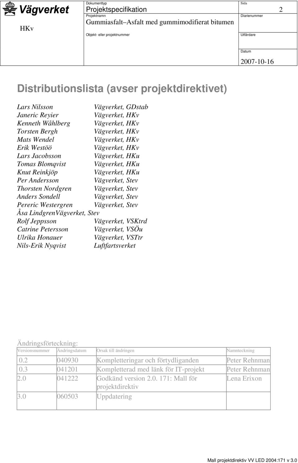 Vägverket, Stev Pereric Westergren Vägverket, Stev Åsa Lindgren Vägverket, Stev Rolf Jeppsson Vägverket, VSKtrd Catrine Petersson Vägverket, VSÖu Ulrika Honauer Vägverket, VSTtr Nils-Erik Nyqvist