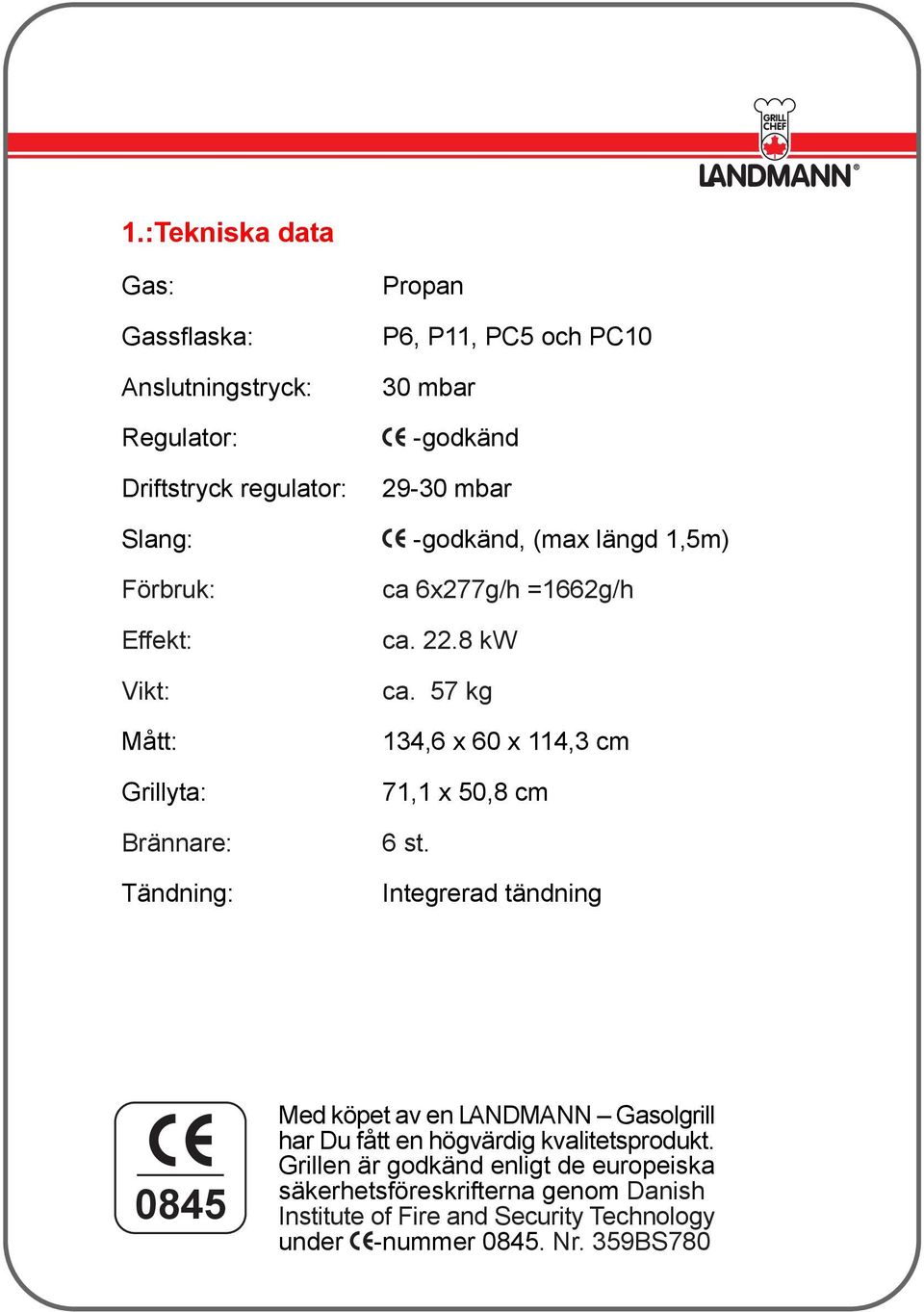 57 kg 134,6 x 60 x 114,3 cm 71,1 x 50,8 cm 6 st.