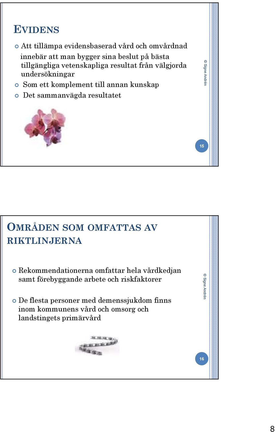 resultatet 15 OMRÅDEN SOM OMFATTAS AV RIKTLINJERNA Rekommendationerna omfattar hela vårdkedjan samt förebyggande