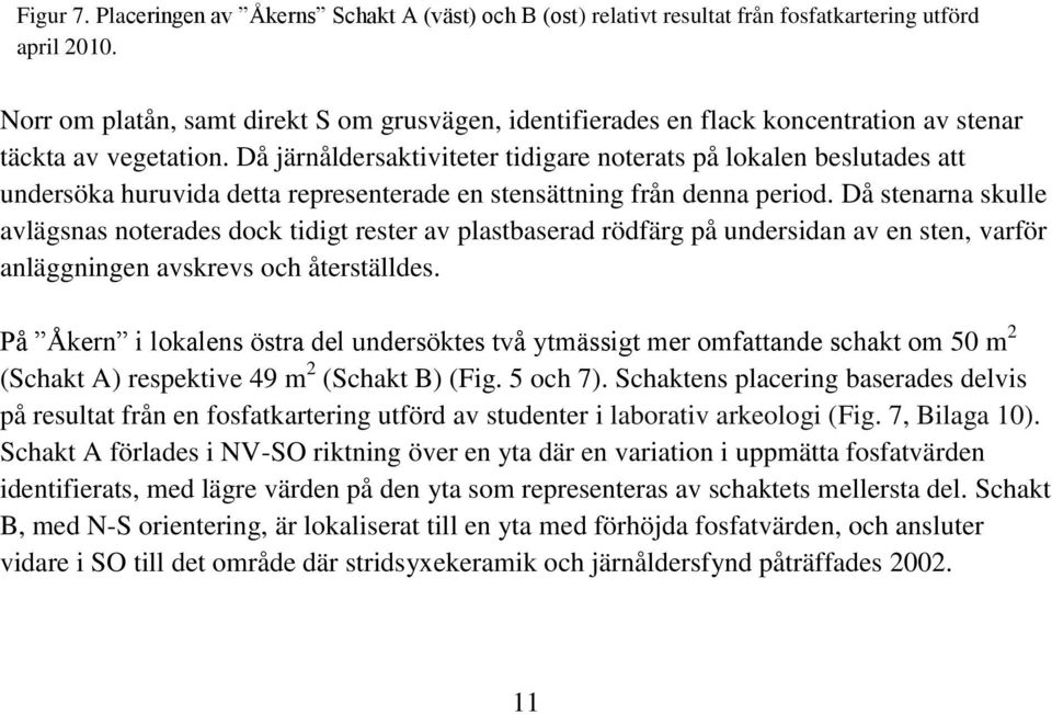 Då järnåldersaktiviteter tidigare noterats på lokalen beslutades att undersöka huruvida detta representerade en stensättning från denna period.