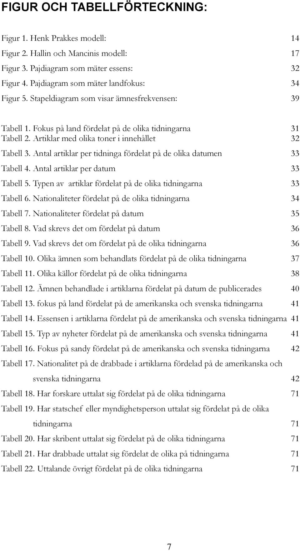 Antal artiklar per tidninga fördelat på de olika datumen 33 Tabell 4. Antal artiklar per datum 33 Tabell 5. Typen av artiklar fördelat på de olika tidningarna 33 Tabell 6.