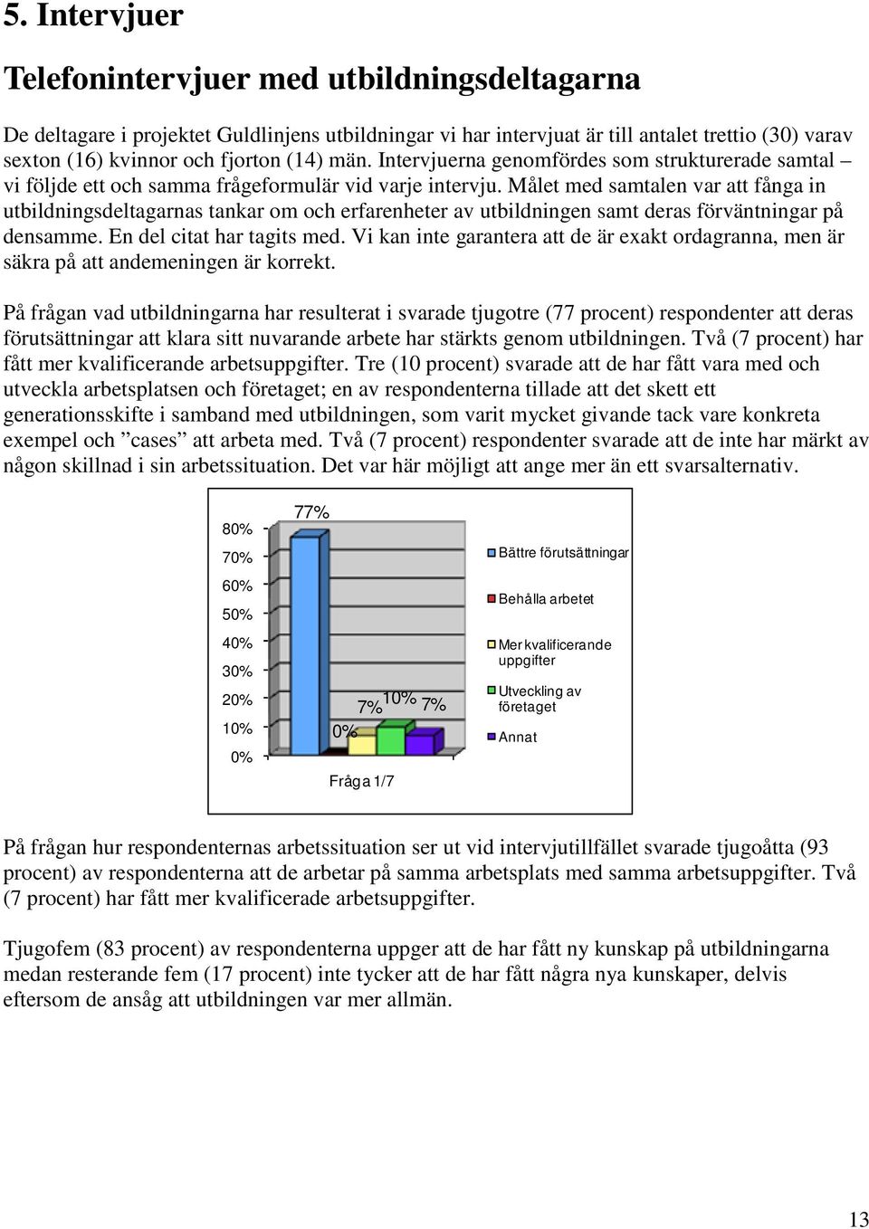 Målet med samtalen var att fånga in utbildningsdeltagarnas tankar om och erfarenheter av utbildningen samt deras förväntningar på densamme. En del citat har tagits med.