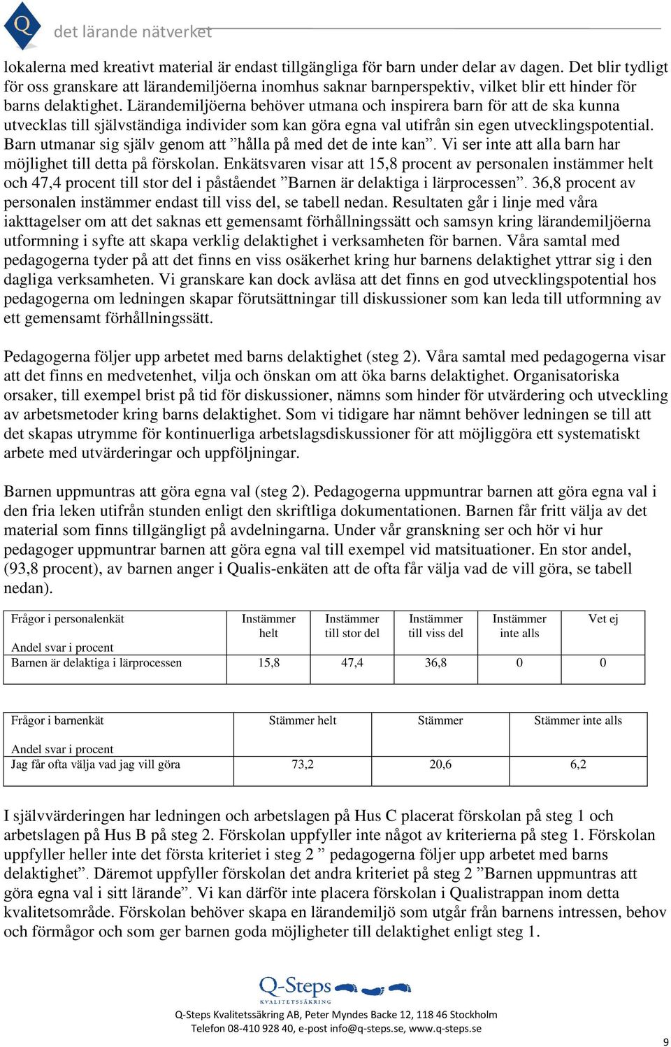 Lärandemiljöerna behöver utmana och inspirera barn för att de ska kunna utvecklas till självständiga individer som kan göra egna val utifrån sin egen utvecklingspotential.