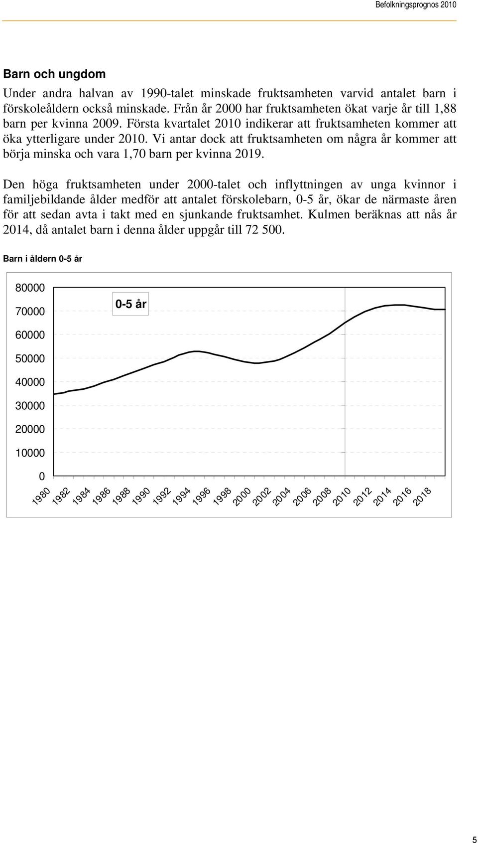 Vi antar dock att fruktsamheten om några år kommer att börja minska och vara 1,70 barn per kvinna 2019.