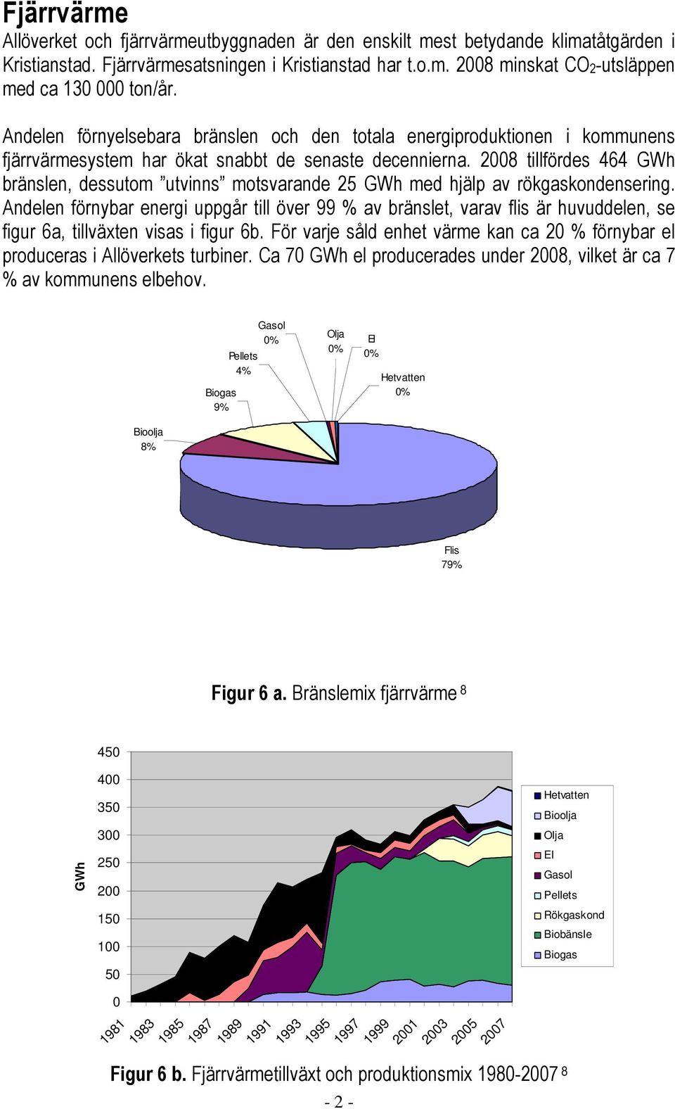 2008 tillfördes 464 GWh bränslen, dessutom utvinns motsvarande 25 GWh med hjälp av rökgaskondensering.