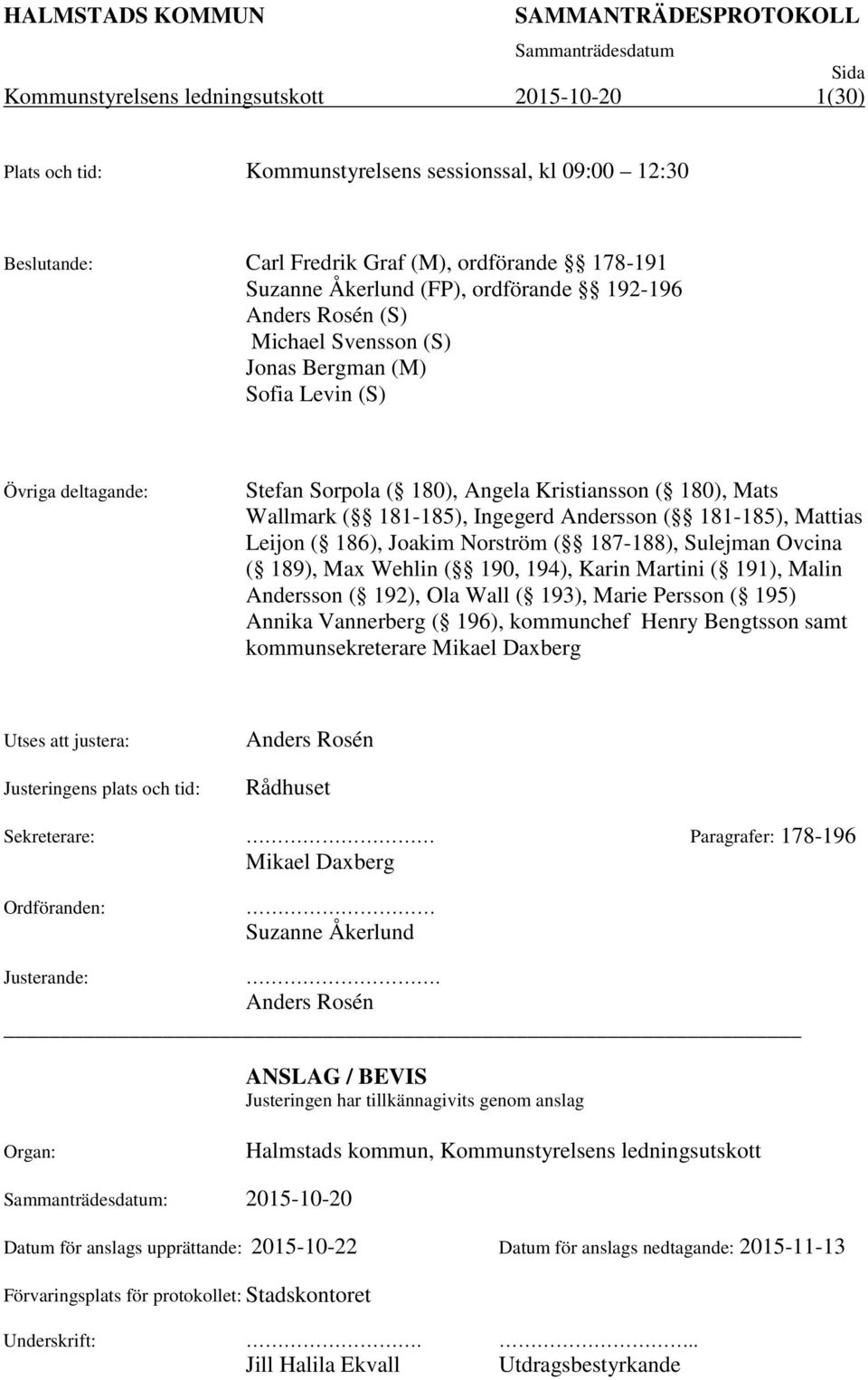 Mattias Leijon ( 186), Joakim Norström ( 187-188), Sulejman Ovcina ( 189), Max Wehlin ( 190, 194), Karin Martini ( 191), Malin Andersson ( 192), Ola Wall ( 193), Marie Persson ( 195) Annika