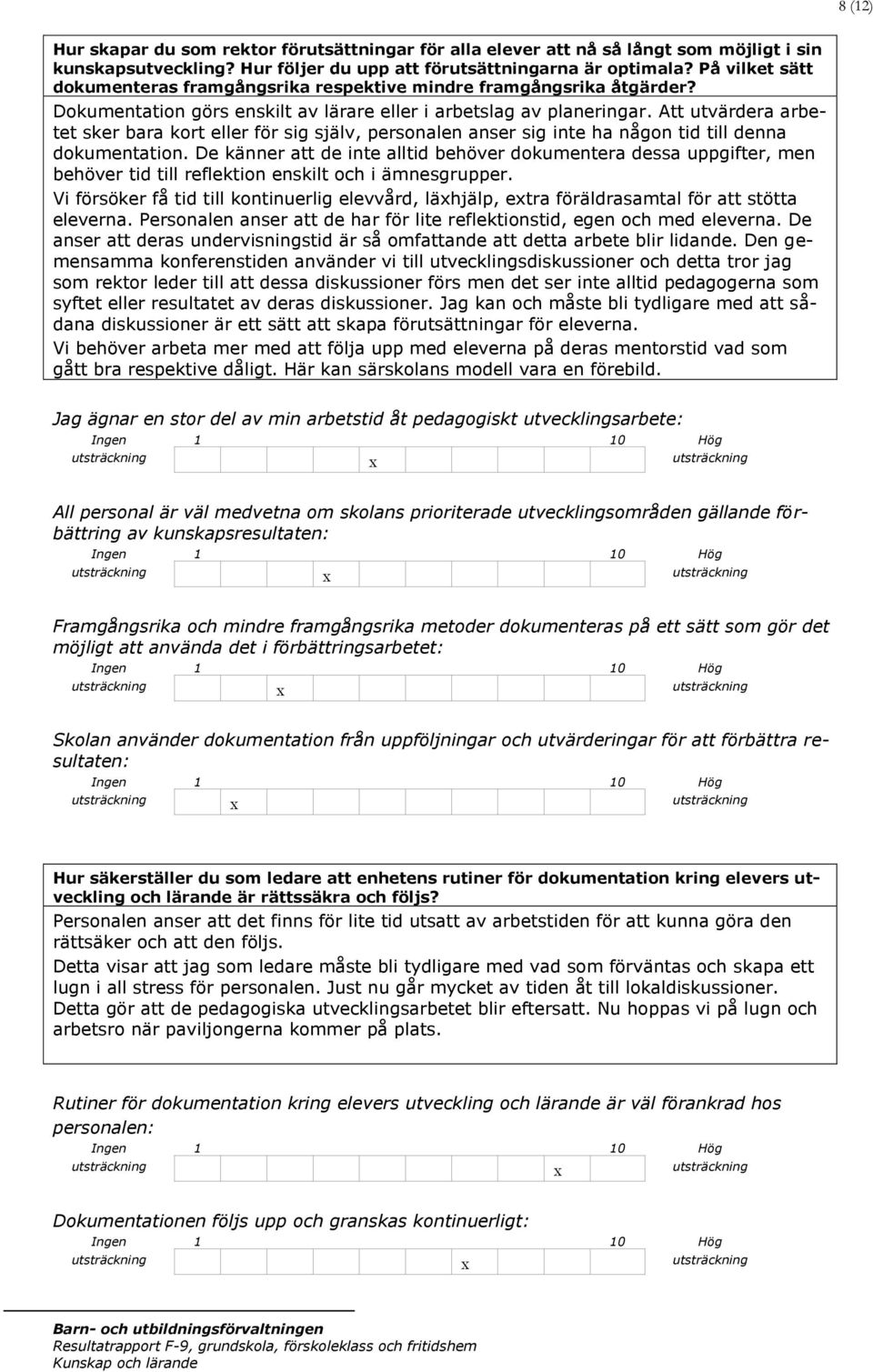 Att utvärdera arbetet sker bara kort eller för sig själv, personalen anser sig inte ha någon tid till denna dokumentation.