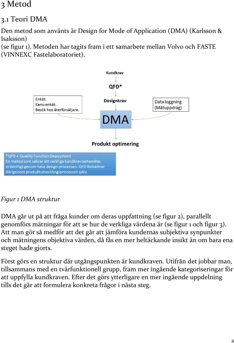 Figur 1 DMA struktur DMA går ut på att fråga kunder om deras uppfattning (se figur 2), parallellt genomförs mätningar för att se hur de verkliga värdena är (se figur 1 och figur 3).