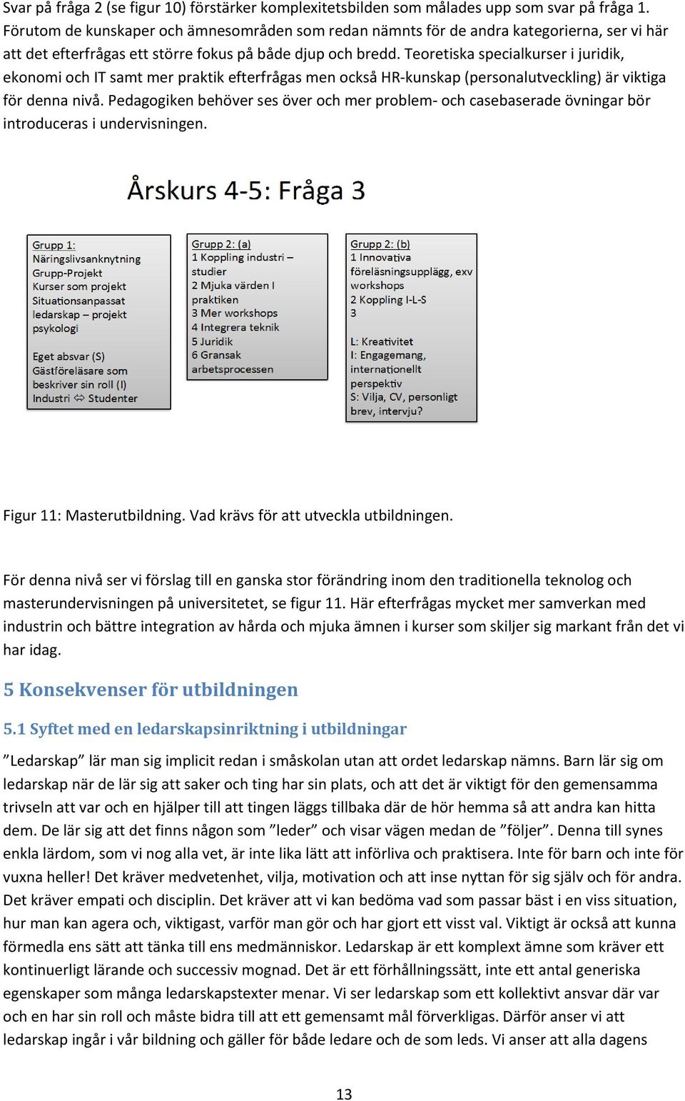 Teoretiska specialkurser i juridik, ekonomi och IT samt mer praktik efterfrågas men också HR-kunskap (personalutveckling) är viktiga för denna nivå.