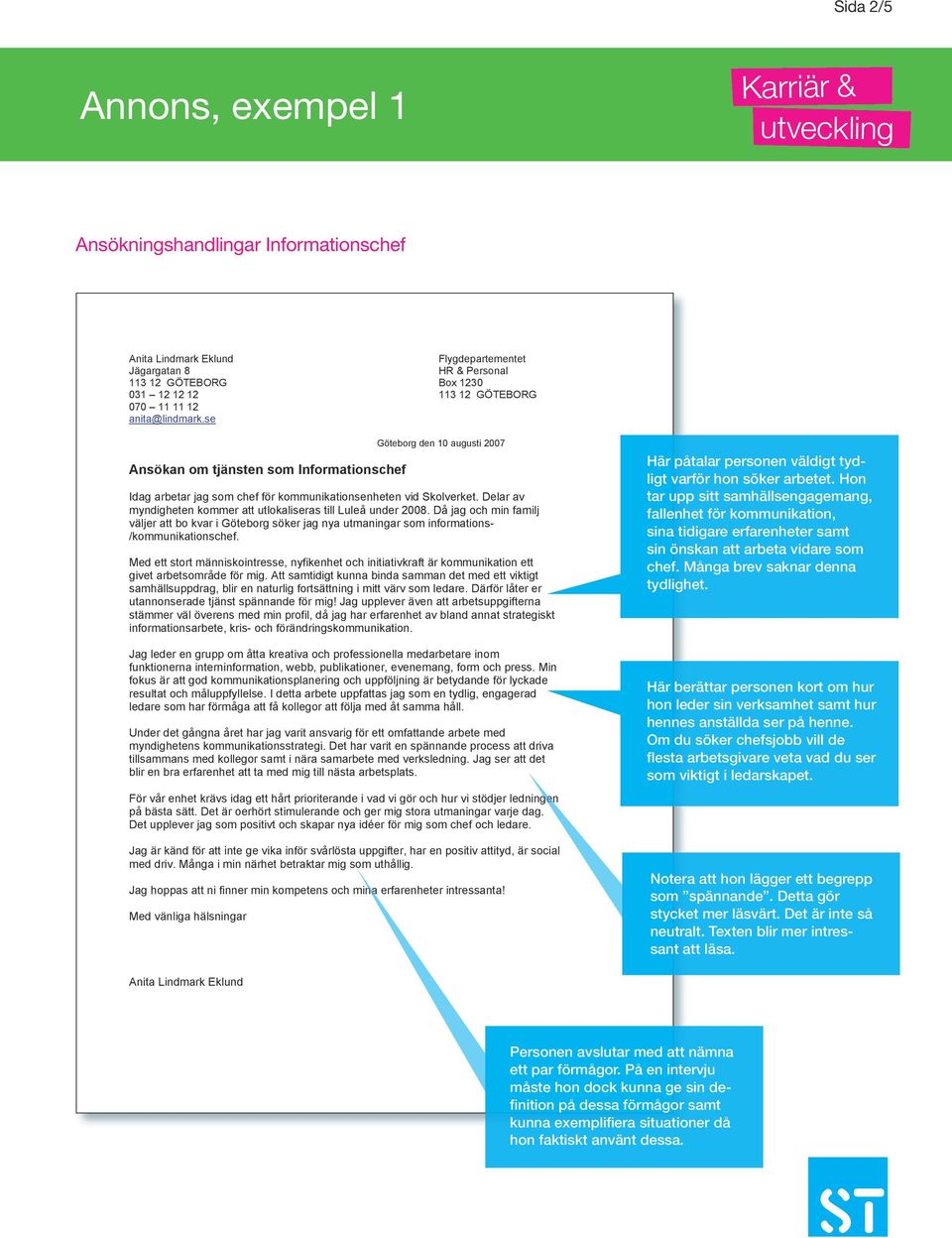 Annons, exempel 1. Karriär & utveckling. Annons Informationschef ...