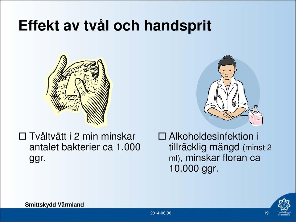 Alkoholdesinfektion i tillräcklig mängd