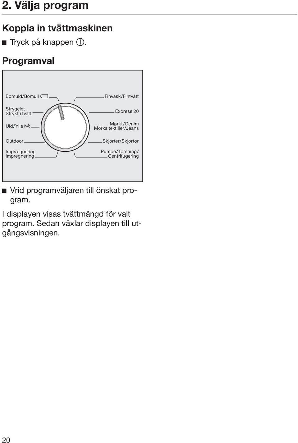 Programval Vrid programväljaren till önskat program.