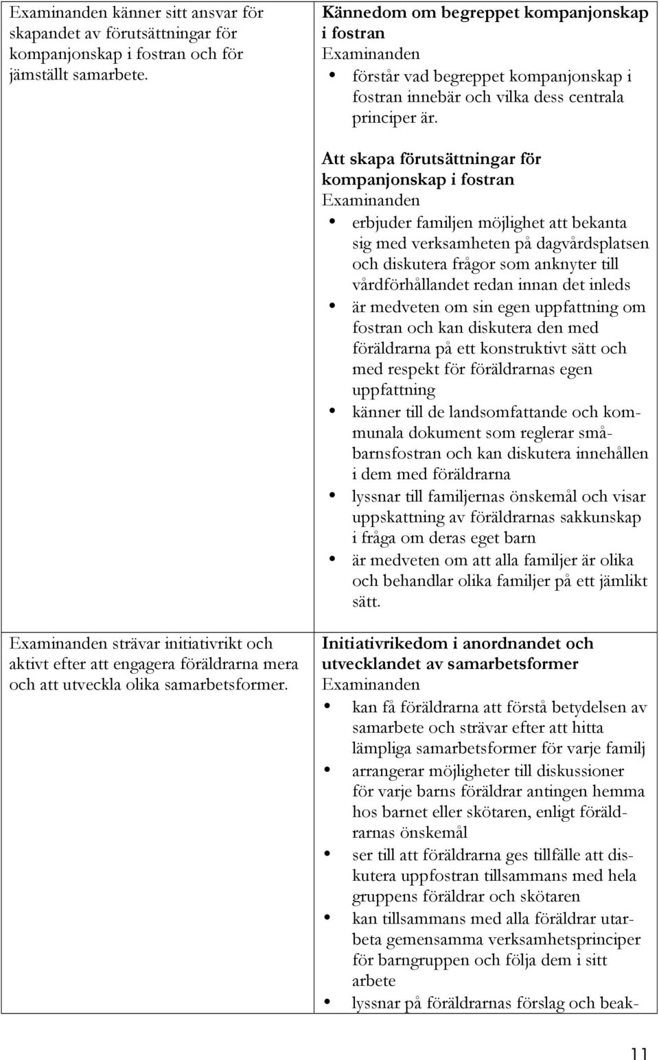 Att skapa förutsättningar för kompanjonskap i fostran erbjuder familjen möjlighet att bekanta sig med verksamheten på dagvårdsplatsen och diskutera frågor som anknyter till vårdförhållandet redan