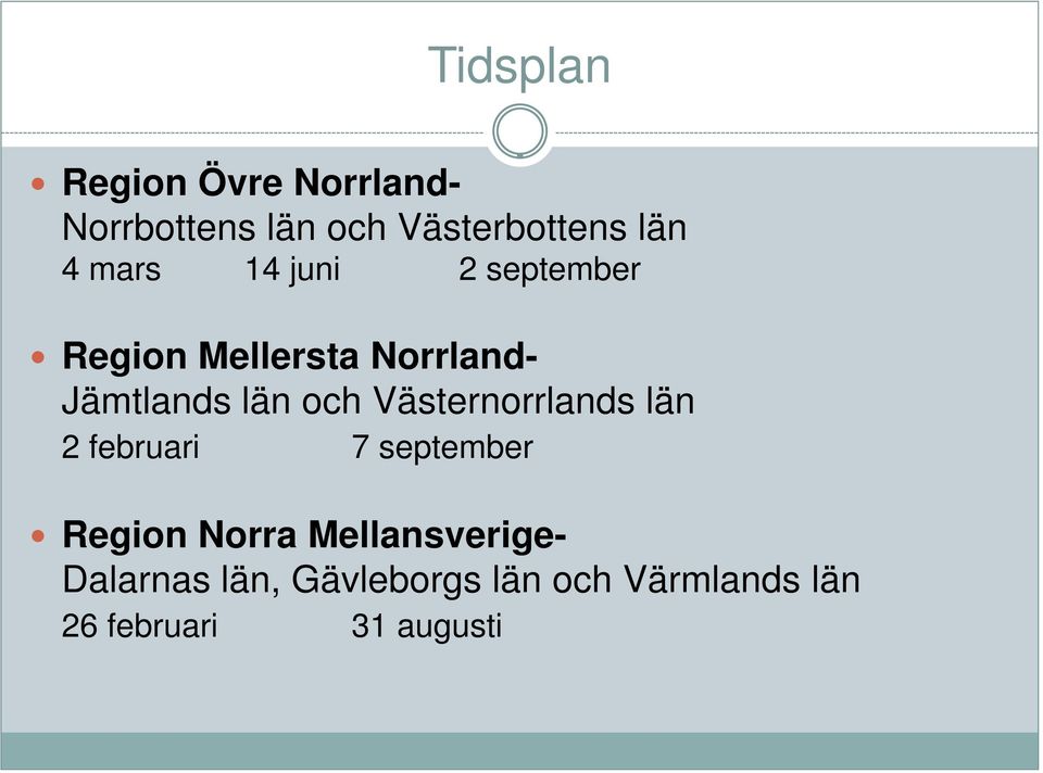 Västernorrlands län 2 februari 7 september Region Norra Mellansverige-