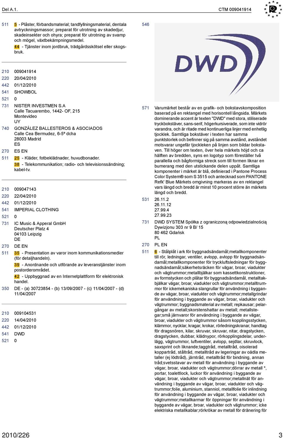 växtbekämpningsmedel. 44 - Tjänster inom jordbruk, trädgårdsskötsel eller skogsbruk. 27 27 35 941914 2/4/21 SHOWBOL NISTER INVESTMEN S.